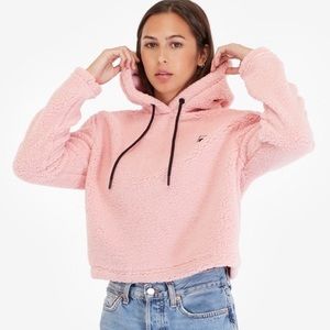 Fila Pink Sherpa Josephine Crop Hoodie Size Medium